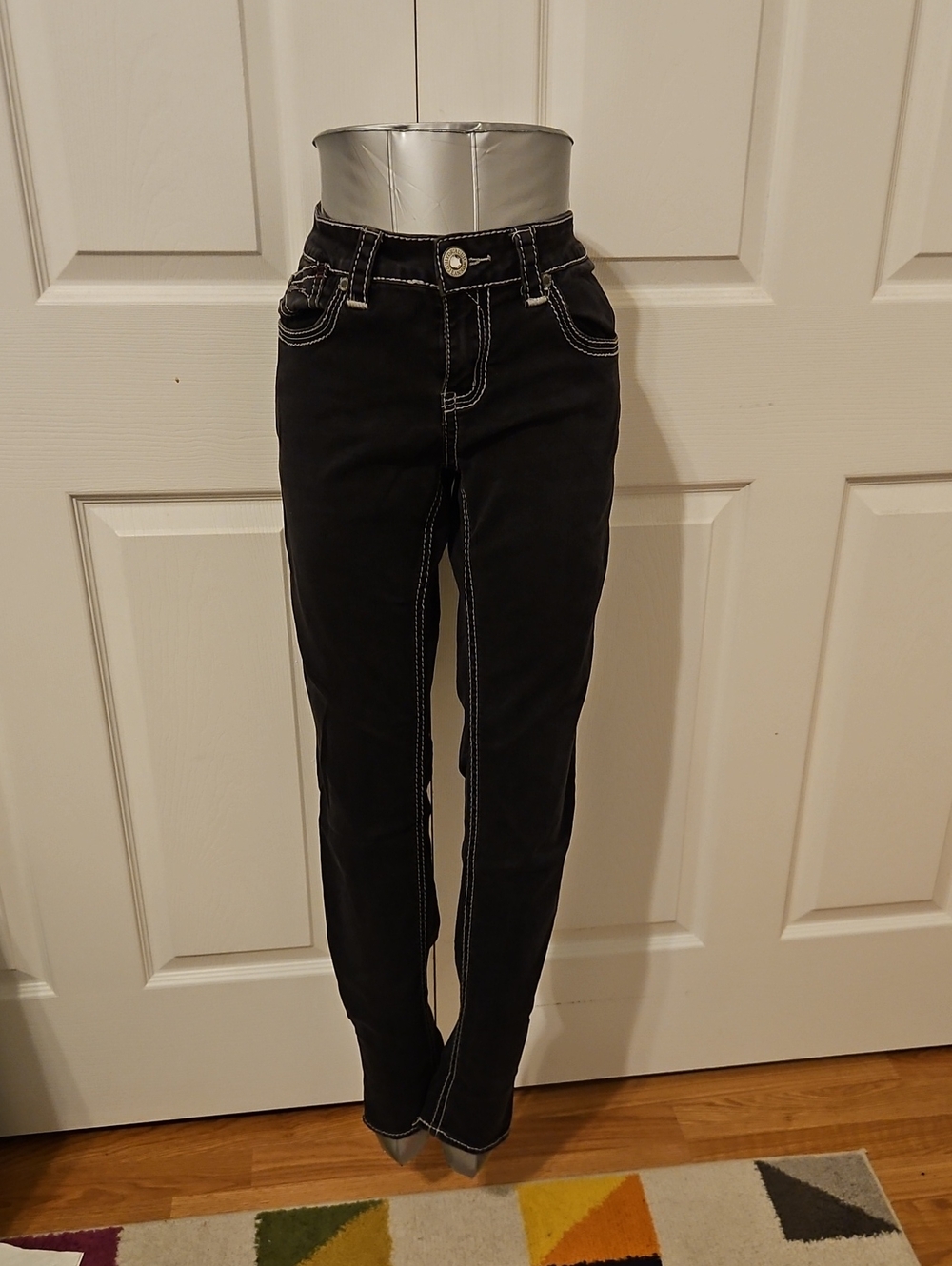 Hydraulic Black Super Skinny Jeans with White Contrast Stitching Size 11/12